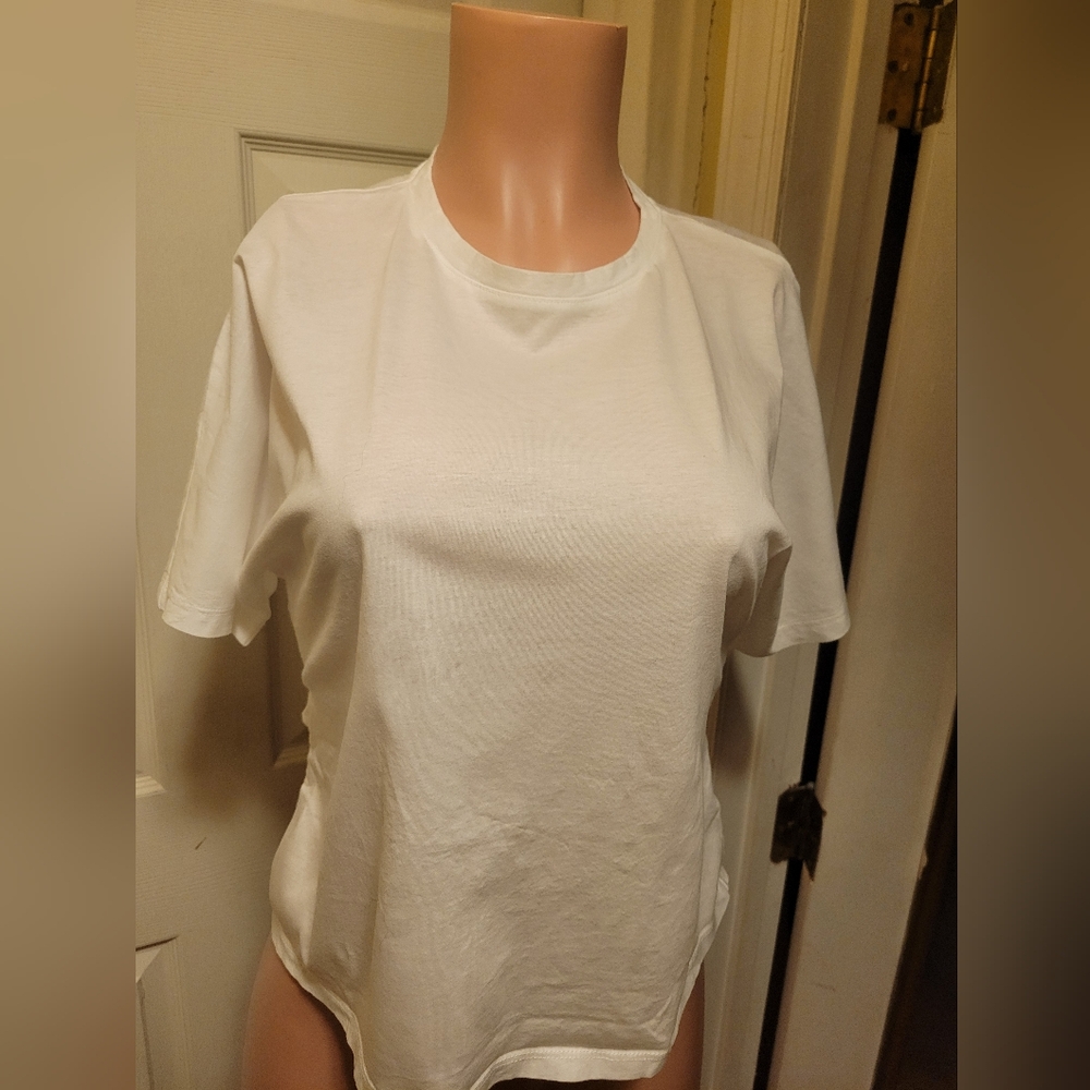 A New Day White Short Sleeve  Top With Tie Back Size Small